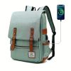 1pc Vintage Nylon Laptop Backpack With USB Charging Port, Slim Tear Resistant Business Backpack For Travel, College, School, Casual Daypack For Men, W