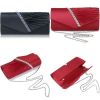 Evening Clutchbag Womens Pleated Crystal-Studded Satin Handbag Party Handbag