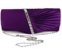 Evening Clutchbag Womens Pleated Crystal-Studded Satin Handbag Party Handbag