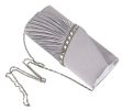 Evening Clutchbag Womens Pleated Crystal-Studded Satin Handbag Party Handbag