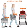 11Pcs Baby Nappy Diaper Bags Set for Mom Dad Mummy Shoulder Bags Multifunctional Diaper Handbags with Food Bag Bottle Bag Diaper Pad Burp Cloth 2 Hook