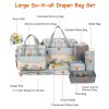 11Pcs Baby Nappy Diaper Bags Set for Mom Dad Mummy Shoulder Bags Multifunctional Diaper Handbags with Food Bag Bottle Bag Diaper Pad Burp Cloth 2 Hook