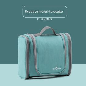 PU Leather Large Washing And Makeup Bag (Option: Cyan)