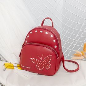 Printed Mobile Phone Bag, Rivet Butterfly Backpack (Color: Red)