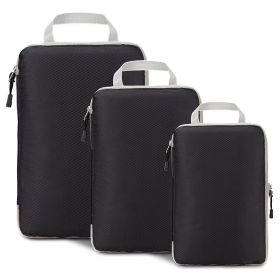 Amazon Home Travel Buggy Bag Compressed Three-piece Storage Bag Stretchable Storage Suit In Stock Supply (Option: Black-Three Piece Set)